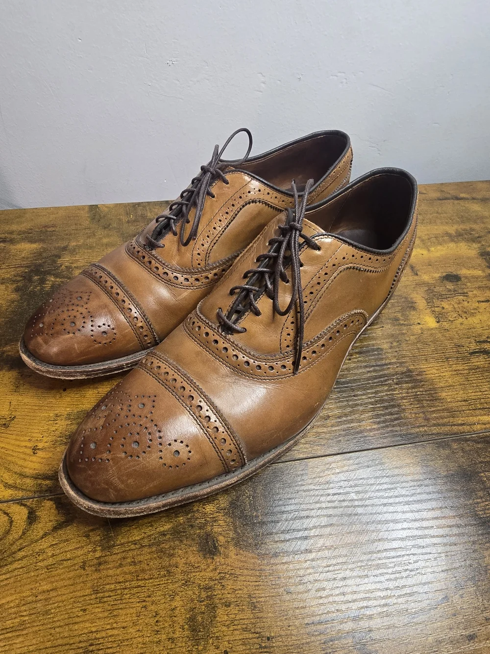 Allen Edmonds Strand Walnut Calfskin Cap Toe Brogue Oxfords Dress Shoes Mens 11